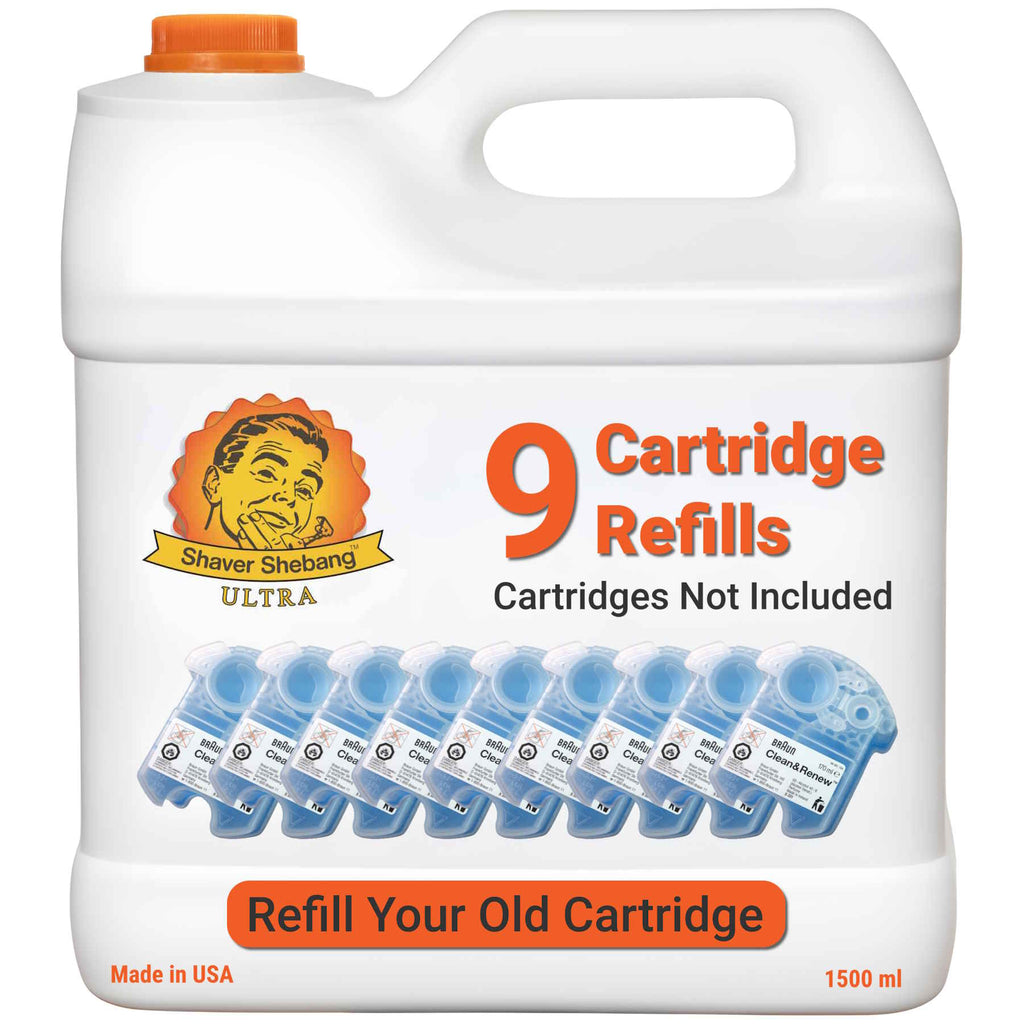 Braun Clean & Renew® refills. Each bottle refills 9 cartridges
