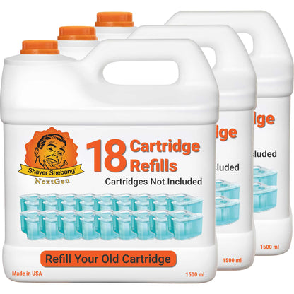 3 bottles of Shaver Shebang for Philips Norelco SmartClean refills. Each bottle refills 18 SmartClean cartridges.